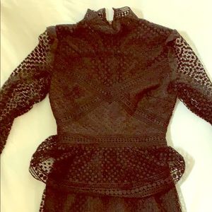 Aqua (bloomingdales) black lace long sleeve dress